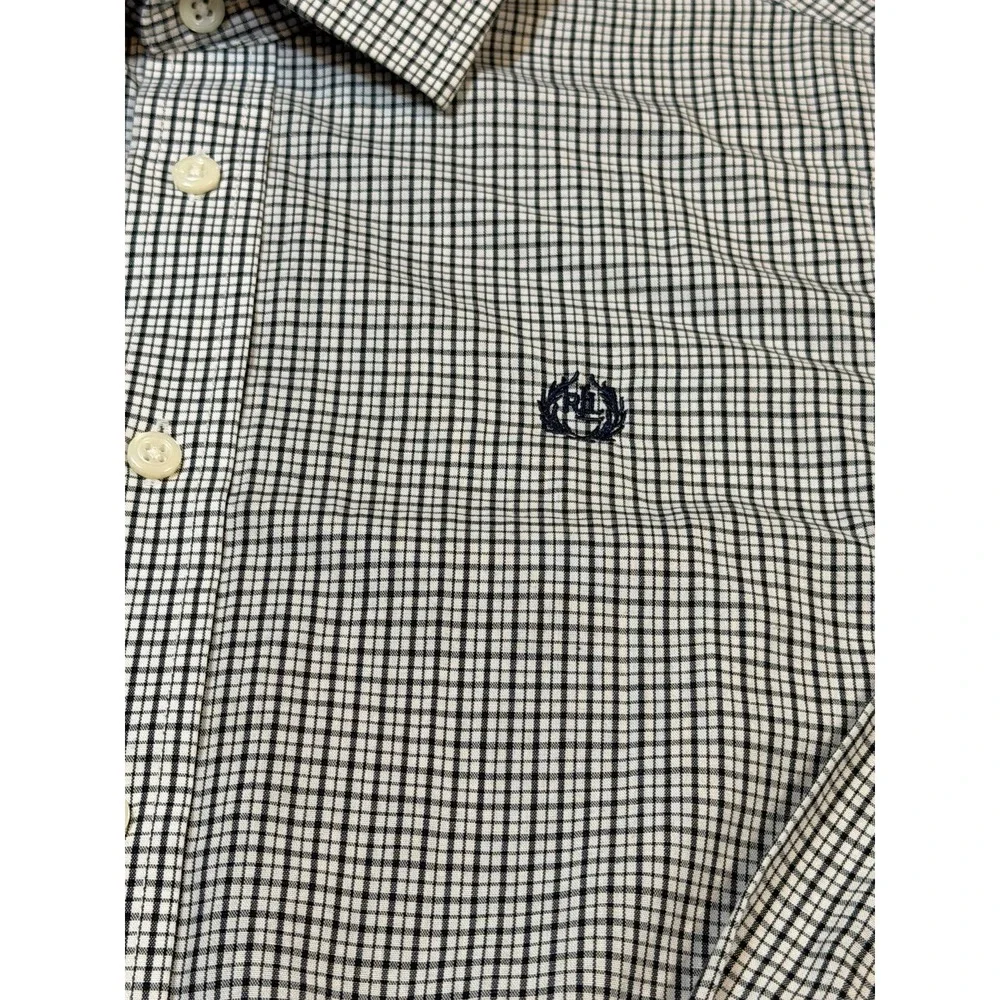 Vintage boys LRL Ralph Lauren button up plaid oxford size 14. LRL pocket logo